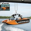 Wakeboarding Boat Water Skiing Boat Custom Photo - Personalized Flat Car Ornament - Gift For Wakeboarders