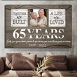 Wedding Anniversary 65th Wall Art for Old Couple, Custom Photo Husband and Wife Couple Canvas