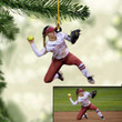 Custom Photo Softball Ornament for Daughter, Custom Acrylic Softball Christmas Ornament for Daughter, Mom