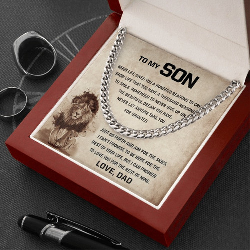 Personalized To my Son, Remember to never give up Cuban Link Chain from Dad, Mom