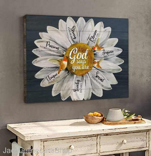 Hummingbird and Daisy Flower - God says you are Wall Art Canvas - Jesus Wall Art
