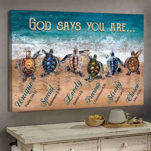 Turtle Beach God says you are Canvas Wall Art, Jesus Painting
