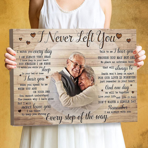 Personalized Sympathy Memorial I Never Left You Wall Art Canvas, Custom Photo for Lover in heaven