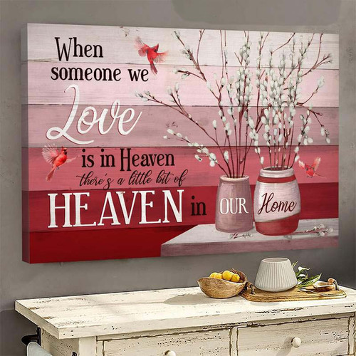 Cardinal Pussy Pillow Memorial Wall Art Canvas, When Someone We Love In Heaven