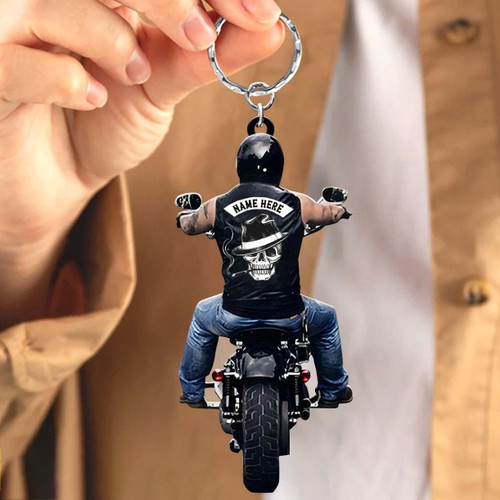 Personalized Biker Keychain, Custom Biker Vest Flat Keychain for Biker lovers