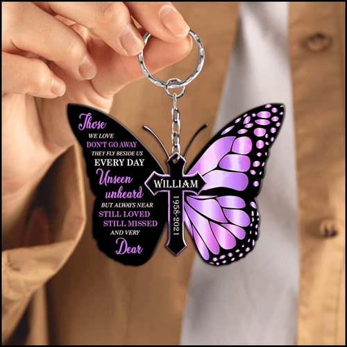 Those We Love Don’t Go Away Butterfly Memorial Personalized Acrylic Keychain