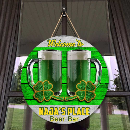 Personalized Beer Bar Wood Sign Welcome to Beer Bar st patrick's day Door hanger