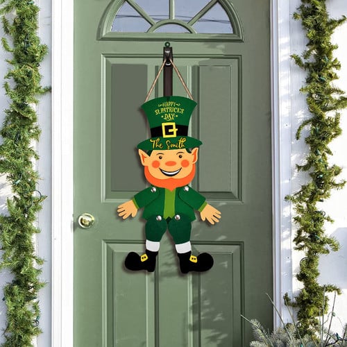 Personalized Leprechaun Door Hanger St. Patrick's Day for Home Farmhouse Decor Green Felt Party
