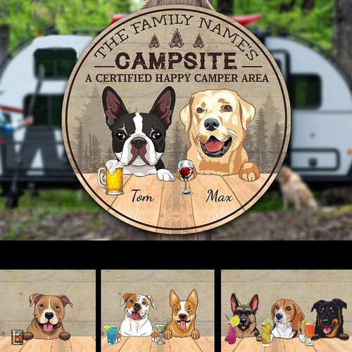 Personalized Wood Sign Camping Happy Camper, Dog Lovers Gifts