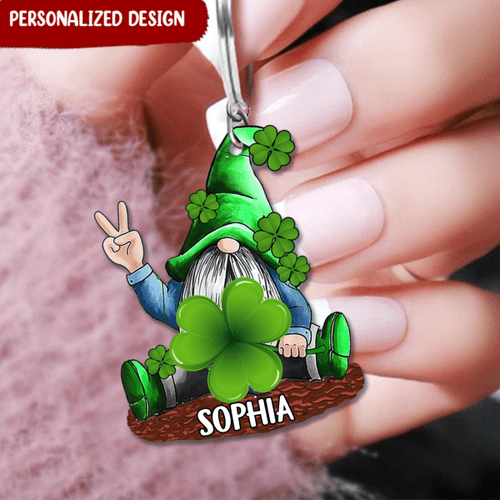 Customized Gnome Shamrocks Keychain, Custom Shape Keychain for Irish in Patrick's Day