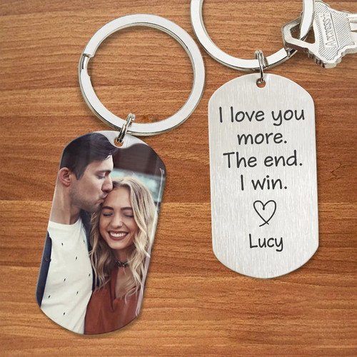 I Love You More The End, Custom Couple Keychain, Custom Photo Keychain for wife