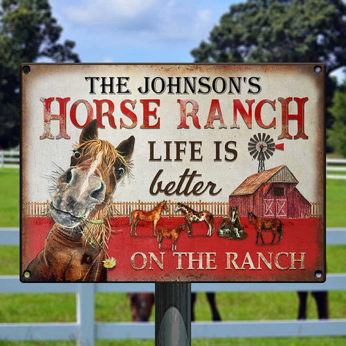 Personalized Horse Barn Vintage Metal Signs, Live like someone left the gate open, Horse Ranch Sign