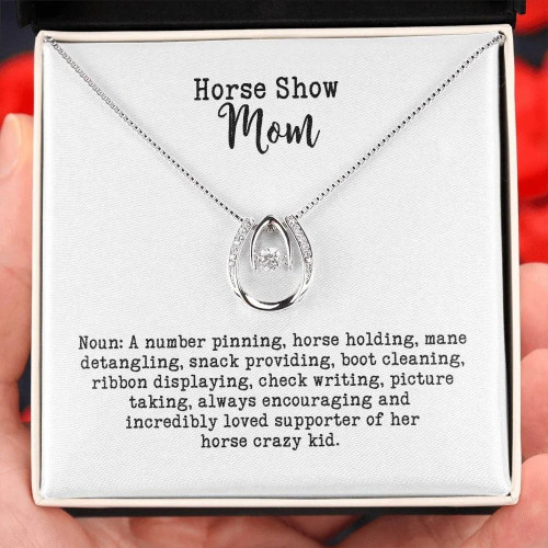 Customized Horse Mom Necklace, Horse Show Mom Gift, Funny Horse Mother's Day Necklace