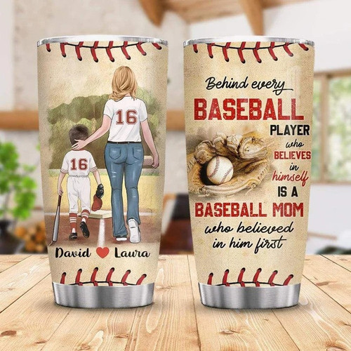 Personalized Baseball Player, Baseball Mom Tumbler 20 Oz for Son, 30 Oz Steel Tumbler for Son
