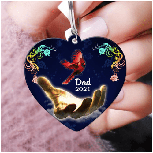 Customized Cardinal Memorial Keychain for Dad, Mom Flat Acrylic Keychain