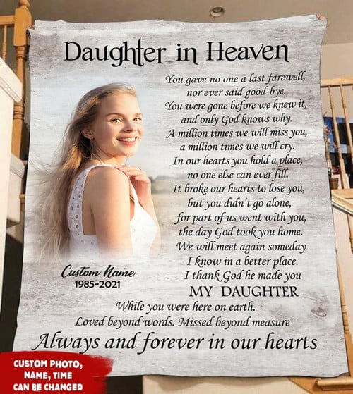 Personalized Memorial Blanket for Loss of Daughter, As I sit in heaven Blanket, Daughter Memorial Blanket