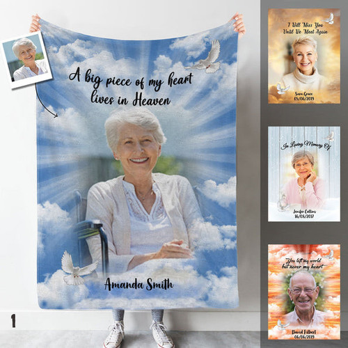 In Loving Memory, Memorial Blanket with Picture for Mother, Sympathy Gifts for Mom