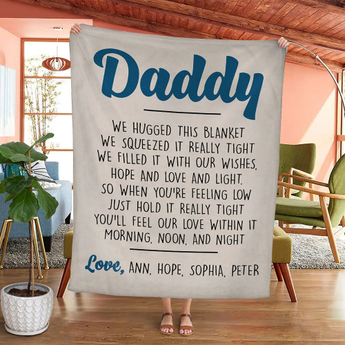 Personalized Daddy Blanket, Gift for Dad from Kids, Fathers Day Fleece Blanket