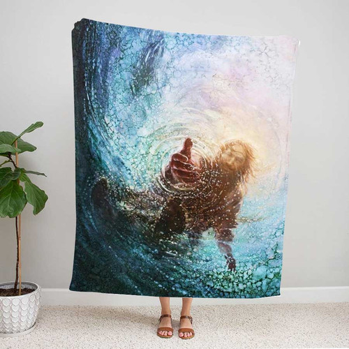 Hand of God, Jesus Painting Blanket - Jesus Give Me Your Hand Throw Blanket for Bedroom