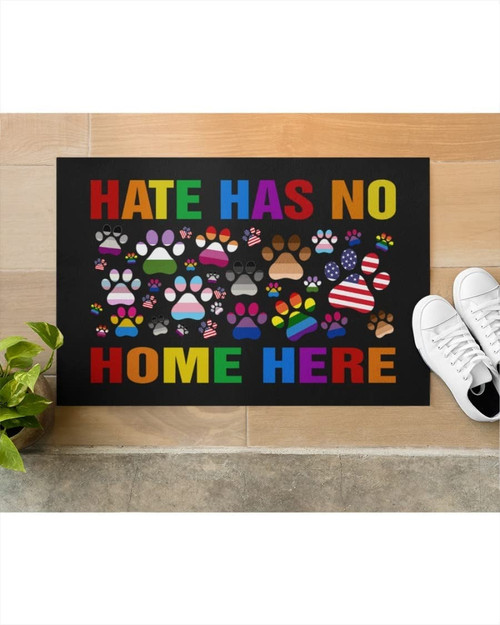 Lgbtq Pride Rainbow Doormat Hate Has No Home Here Door Mat, Lgbtq Gift, Welcome Pride Mat