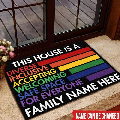 Personalized Lgbt Doormat This House Is A Safe Space For Everyone Doormat, Pride Doormat Couple Gaymer, Lesbian Couple Gift