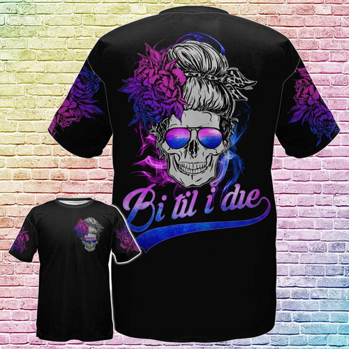 Skull LGBT Bi Til I Die 3D Shirt For Lesbian Pride Month, Bisexual Gift