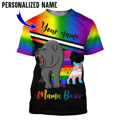Custom Name LGBT Mama Bear 3DT shirt For LGBT Community, Bisexual Shirts For LGBT History Month