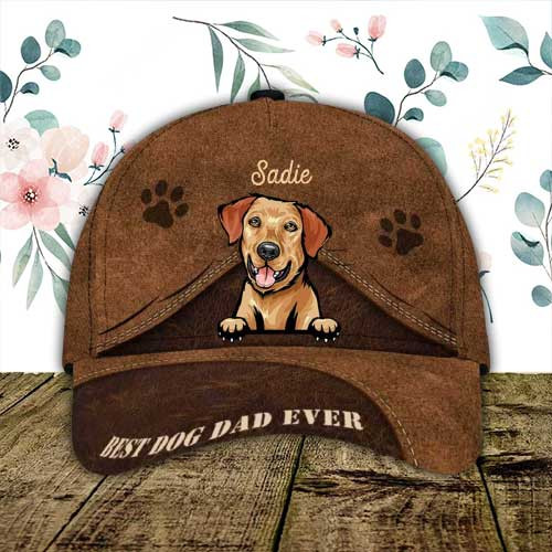 Personalized Labrador Retriever Hat, Best Dog Mom Ever Custom Photo Labrador Retriever 3D Cap for Dad