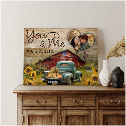 Farmhouse Pumpkin Truck Custom Couple Photo - You And Me We Got This Wall Art for Fall