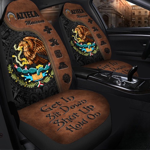 Mexico Azteca Hold on Funny Car Seat Covers Universal Fit - Set 2