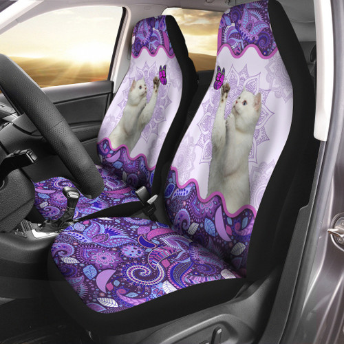 Cat Purple Mandala Car Seat Covers Universal Fit Set 2