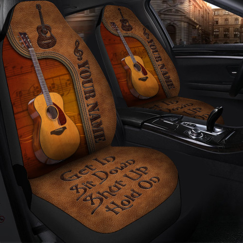 Personalized Name Guitar Hold on Car Seat Covers Universal Fit Set 2