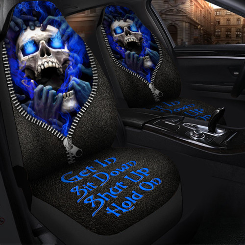 Skull Scream Hold on Blue Version Car Seat Covers