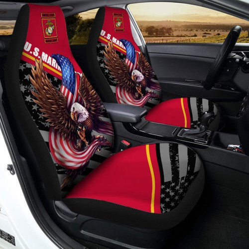 US Marine Corps Car Seat Cover Custom Bald Eagle US Flag Car Interior Accessories