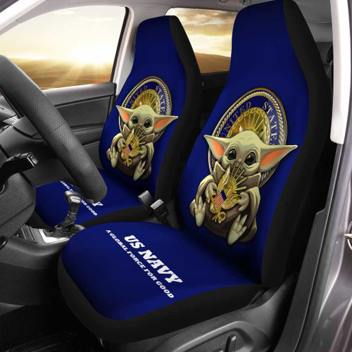 Baby Yoda USN Car Seat Covers Custom U.S Navy Car Accessories