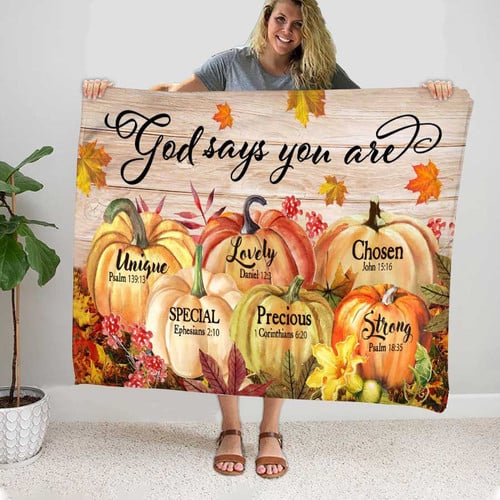Pumpkins Fall And Autumn God Says You Are Blanket for Fall Season Fleece Blanket