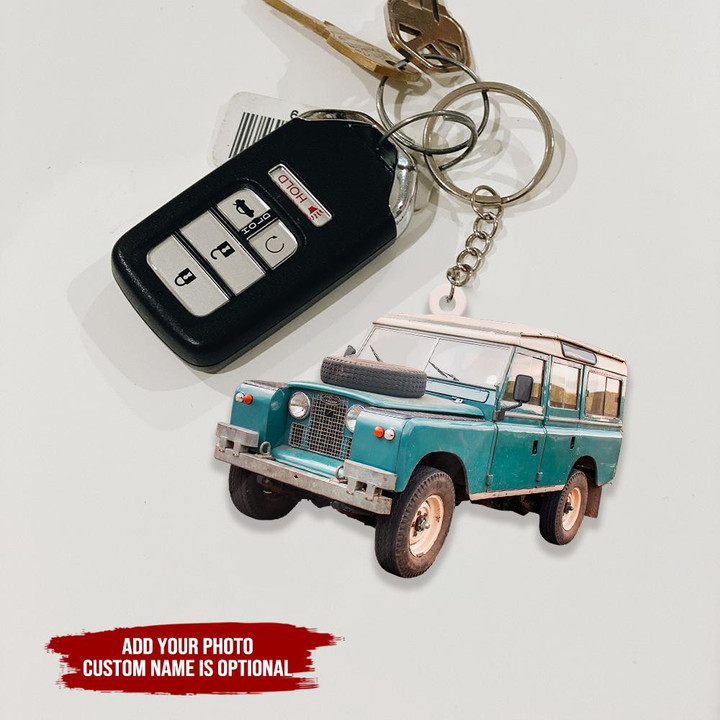 Personalized Land Rover Keychain, Custom Photo Acrylic Flat Keychain for Car Lovers