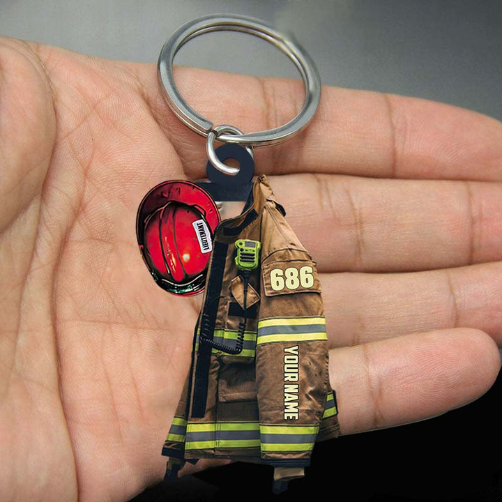 Personalized Lieutenants Firefighter Keychain, Custom Name Flat Acrylic Keychain for Lieutenants