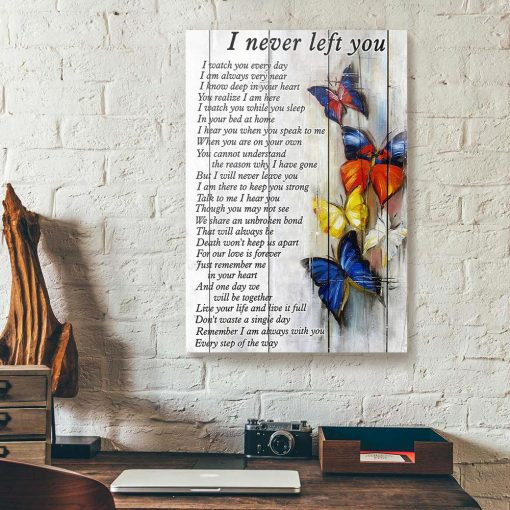 Butterfly I never left you Memorial Wall Art Canvas, Bedroom Decor