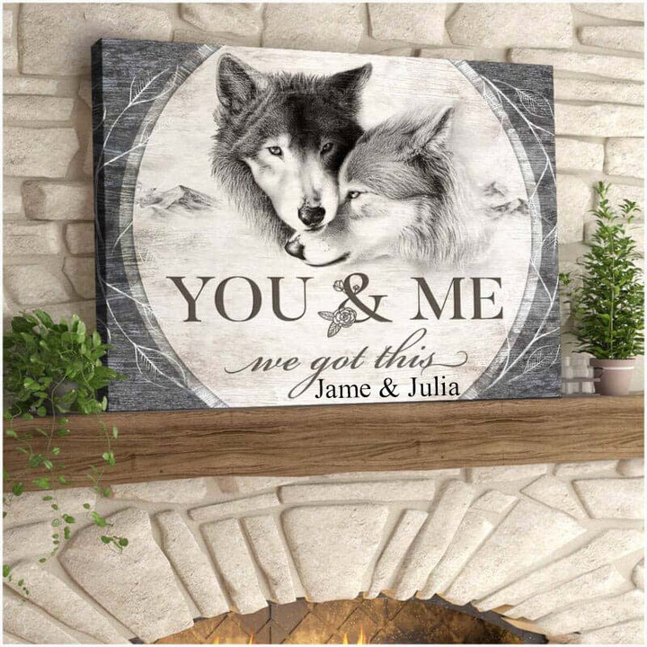 Wolf Couple Wall Art, You and me We got this Canvas Wall Art for Husband and Wife