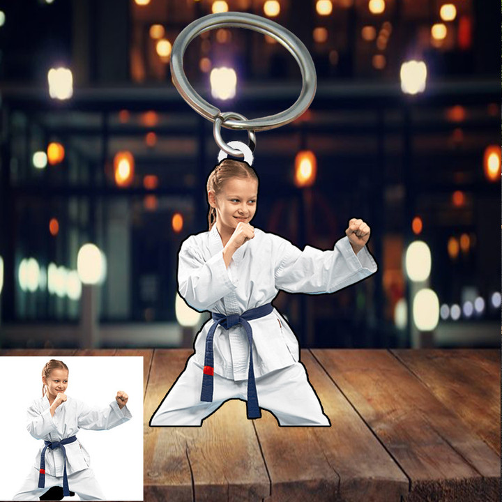 Personalized Karate Acrylic Keychain for Karate Students, Custom Photo Keychain