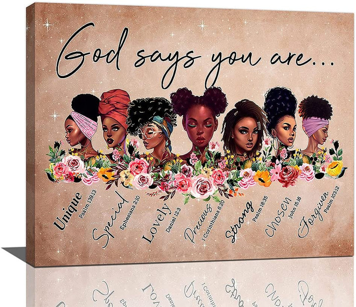 Personalized African American Wall Art, God says you are canvas Black History Month for Black Girl