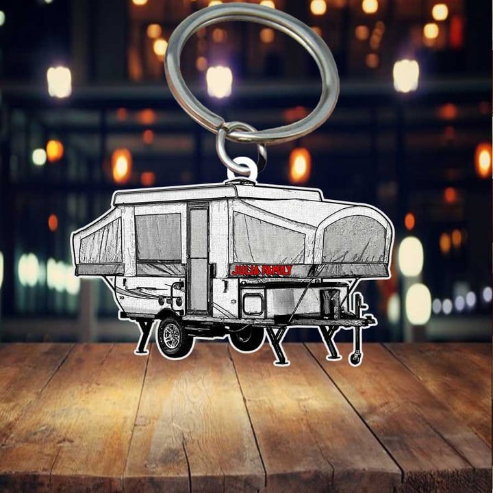 Personalized Camping Keychain, Popup Flat Acrylic Keychain for Camper