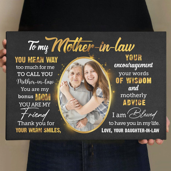Custom Photo Mother-in-law Wall Art Canvas, You are my best friend Mom Canvas
