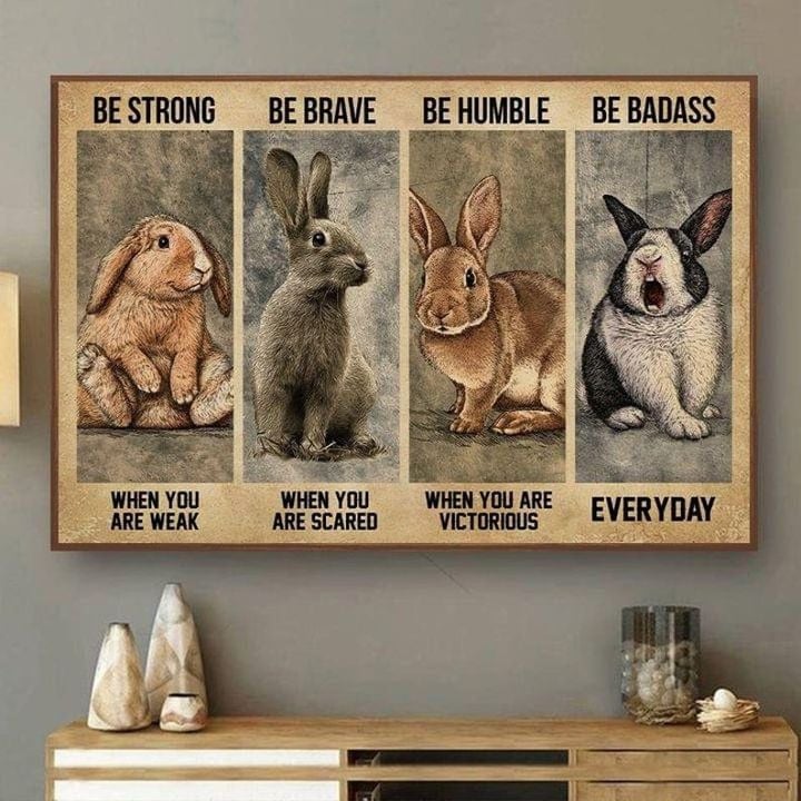 Bunny Wall Art, Be a strong Woman, Rabbits Be brave Living Room Wall Decor