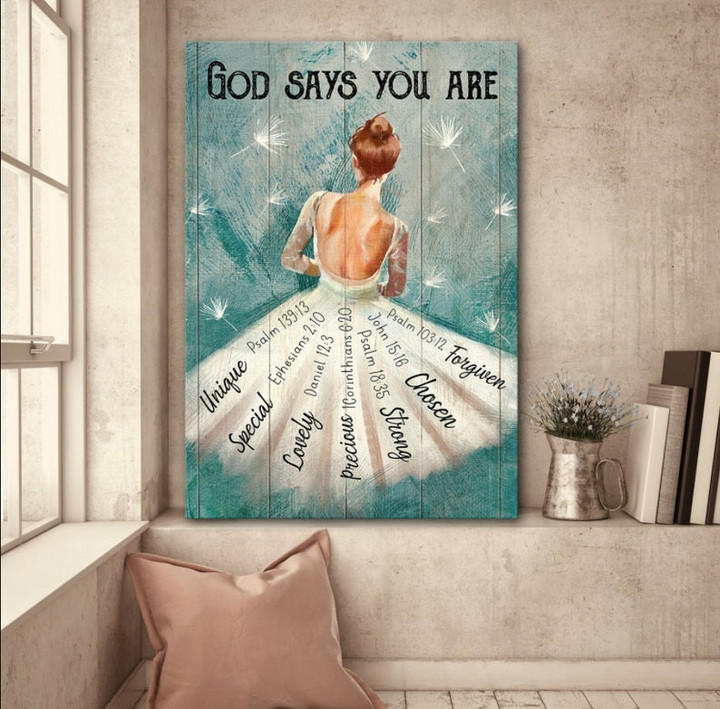 Ballet painting, God says you are Wall Art Canvas Bedroom Decor for Ballet Lover