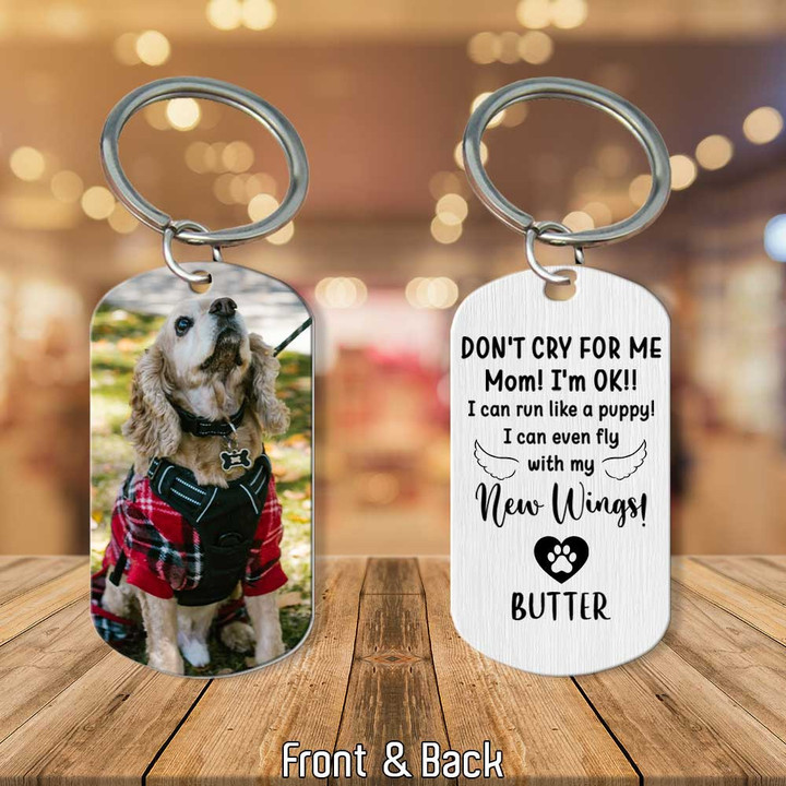 English Cocker Spaniel Custom Dog Picture, Memorial Dog Keychain, Dog in Heaven, Don't cry for me Keychain