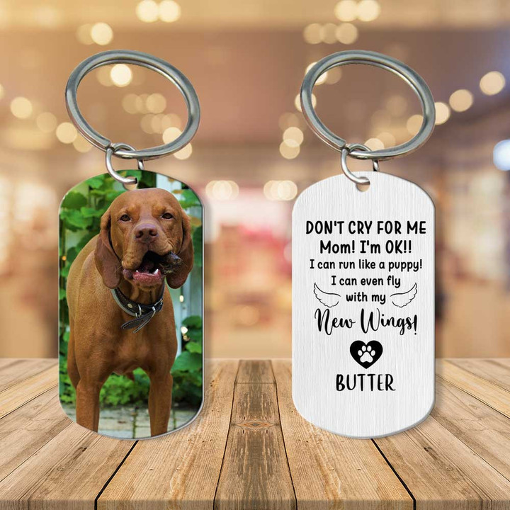 Vizsla Memorial Dog Keychain, Custom Dog Picture, Dog in Heaven, Don't cry for me Keychain