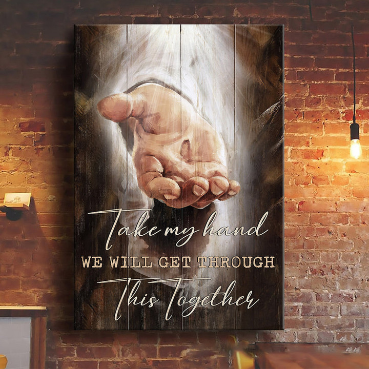 Jesus Holding My Hand Wall Art Canvas, The Hand of God Painting, Take my Hand Canvas for God Lover
