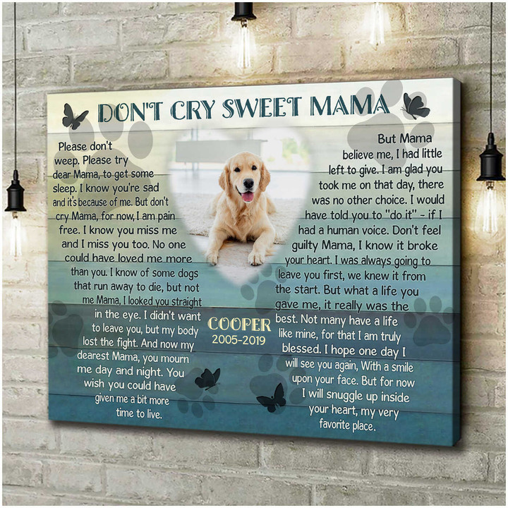 Remember me Dog Memorial Canvas, Custom Dog Picture Sympathy Gift Wall Art for Dog in heaven
